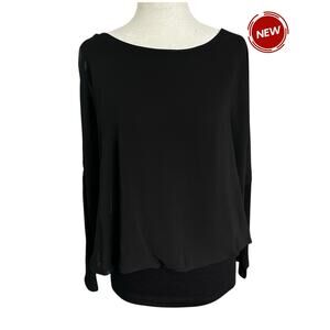 Joseph A. Black Lined‎ Blouse Women Basic Top Size Medium | 16-12